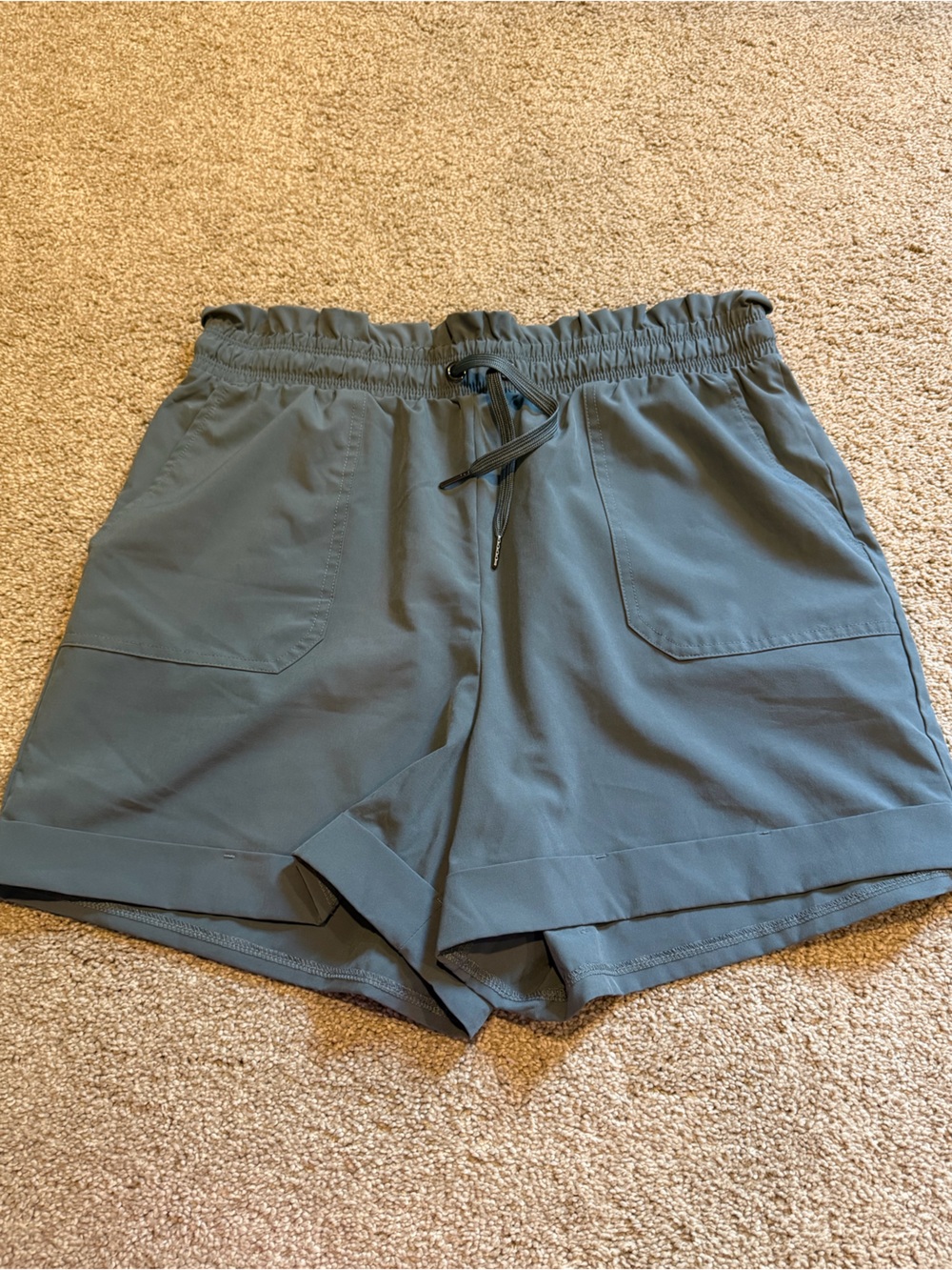 Athletic Drawstring Shorts in Slate Blue